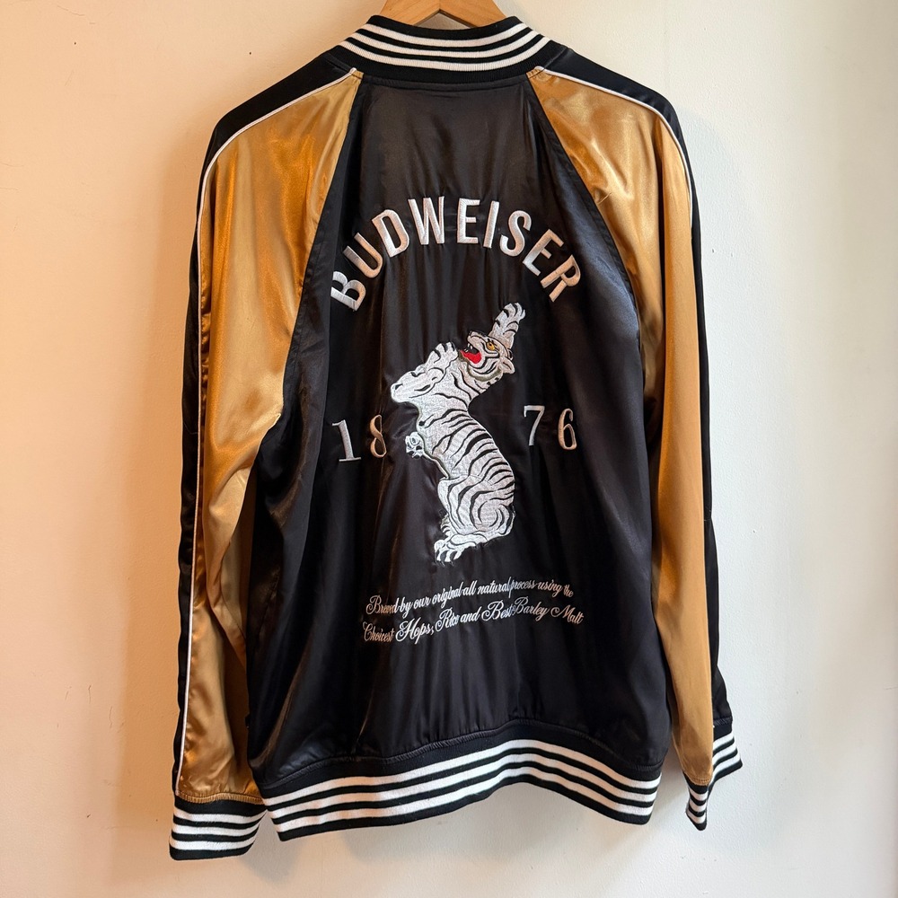 Budweiser Black & Gold Satin Bomber Jacket
